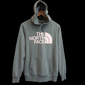 The North Face Women Sage Green Half Dome Logo 50% Pullover Hoodie Size M